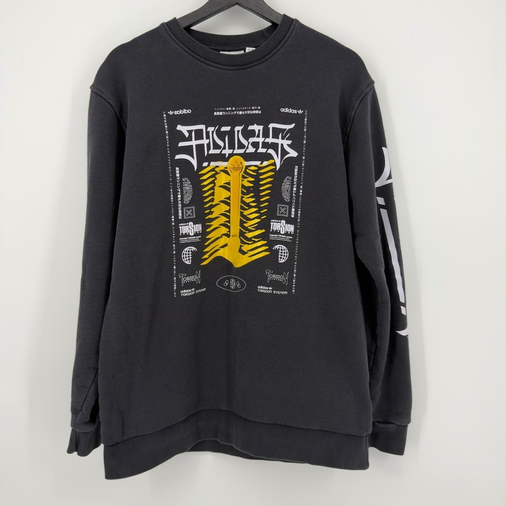 Adidas Torsion System Men's Large Graphic Crewneck Sweatshirt Black